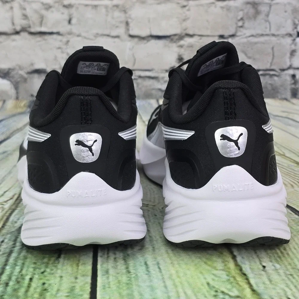 Puma Pounce Lite Running Shoes Mens 9.5 Black White Silver 310778-01 Athletic